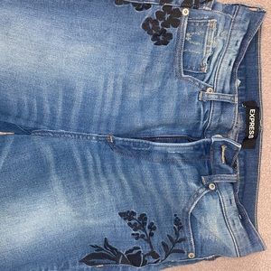 Express floral ripped ankle legging( high rise)